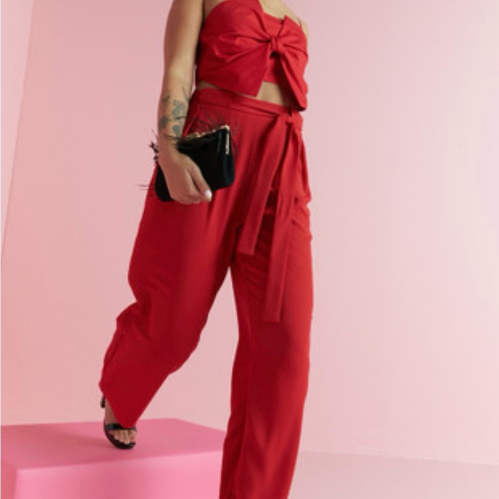 SOLD NWT Red Tie-Waist Pants